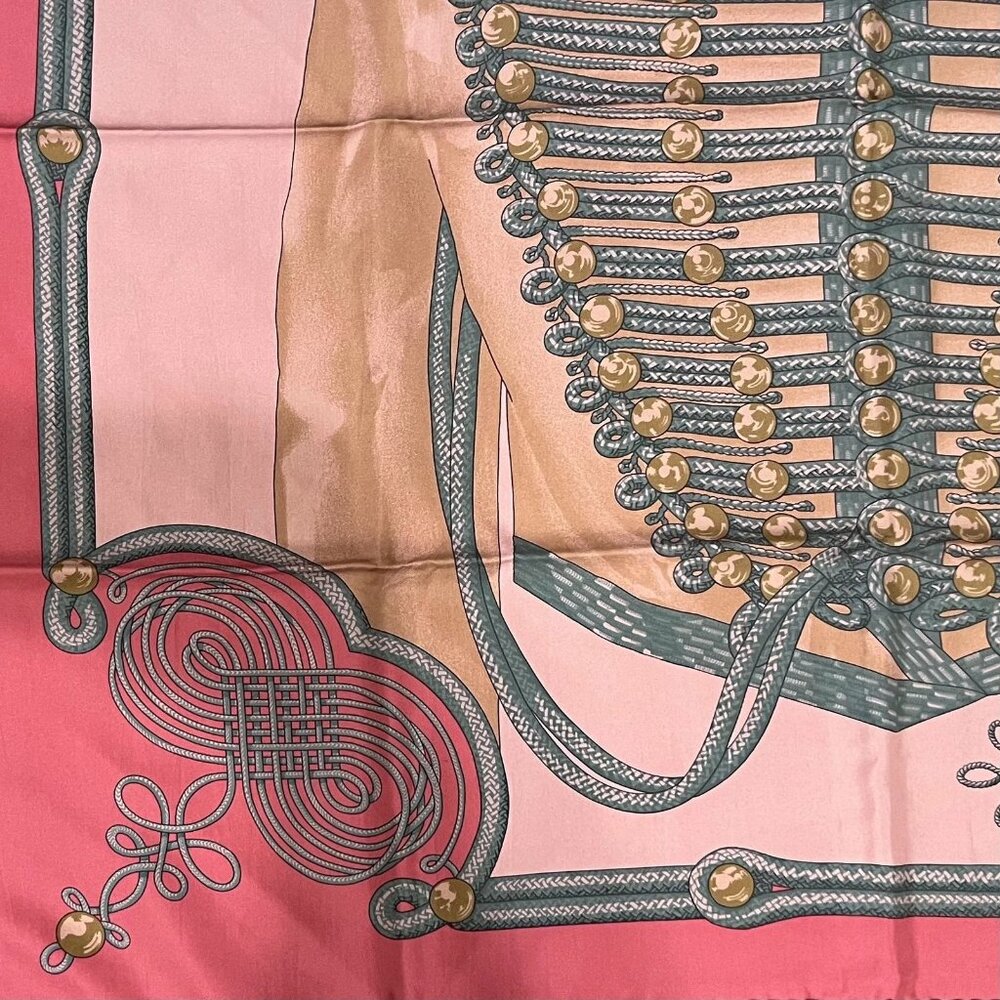 Authentic Hermes Pink Brandebourgs Silk Scarf 90cm - Picture 7 of 11